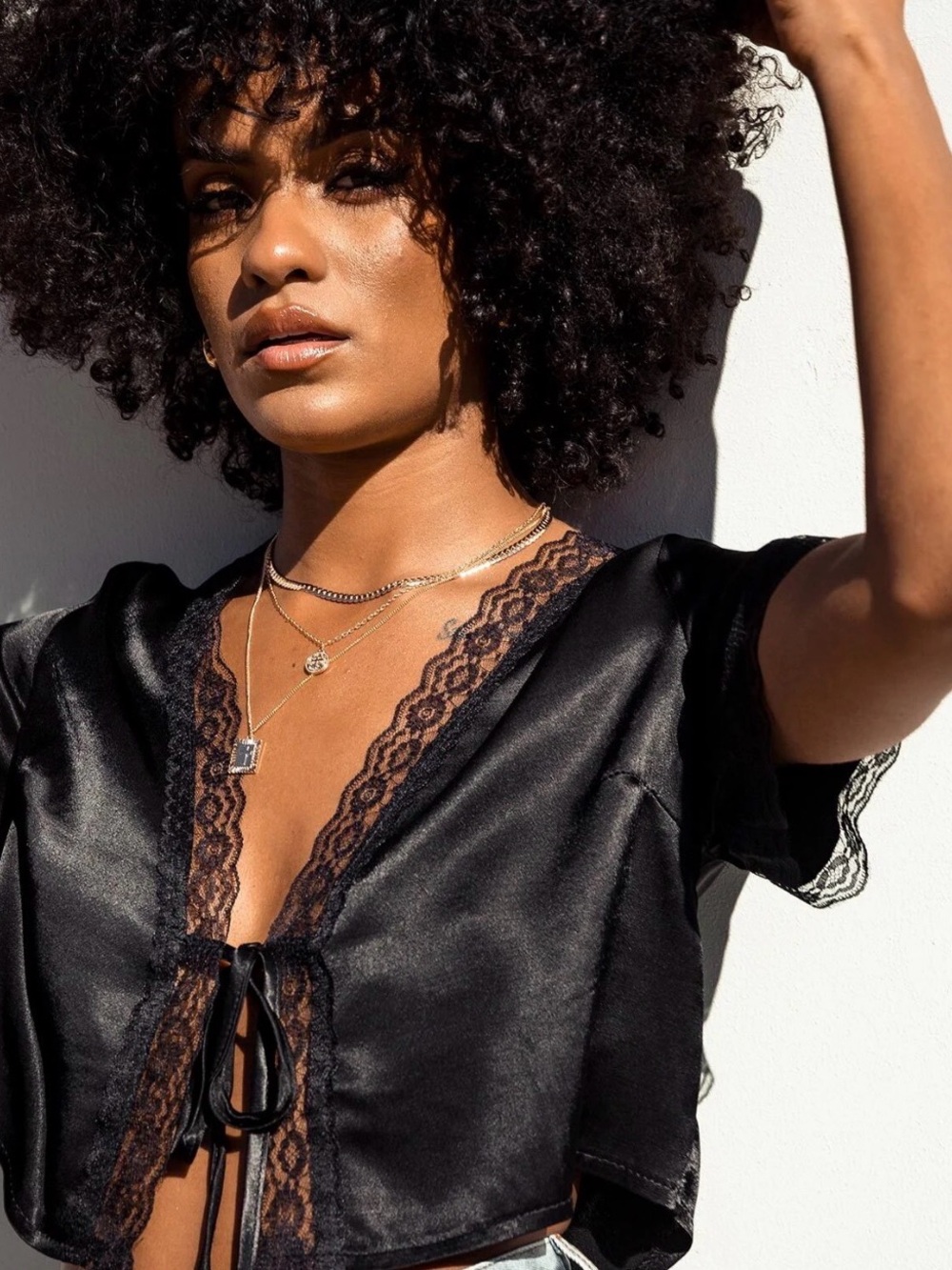 Princess Polly Black Lace Trim V-Neck Top